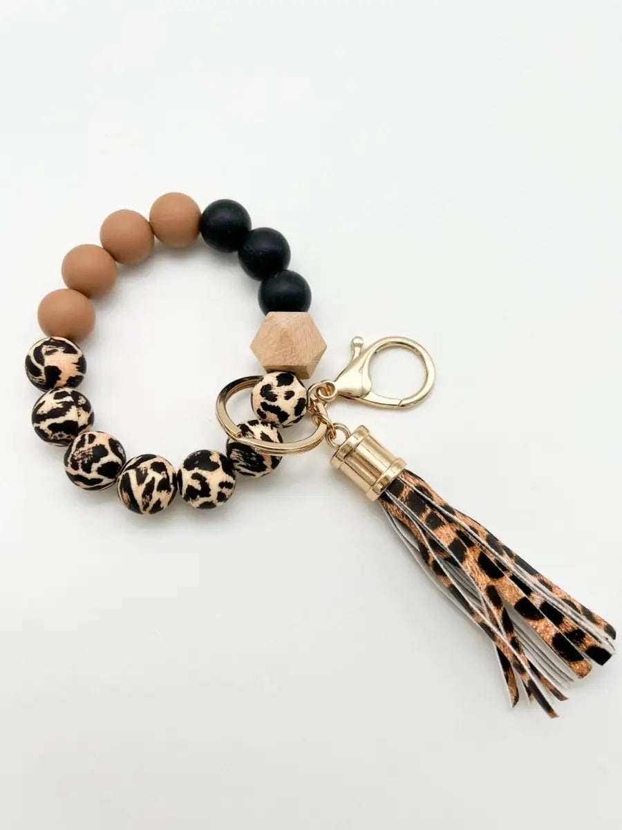 Schlüsselanhänger Handgelenk schwarz braun leo