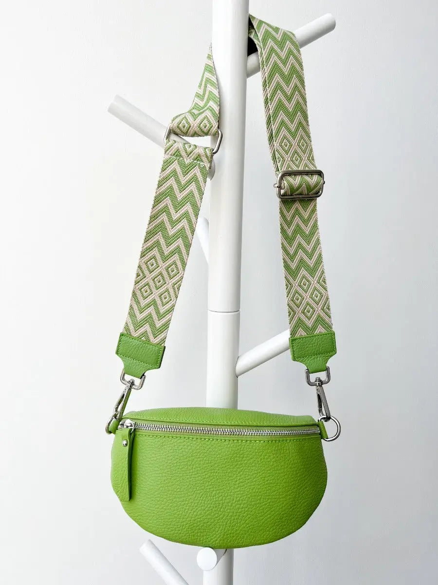 Tasche apfelgrün mit Gurt Zickzack