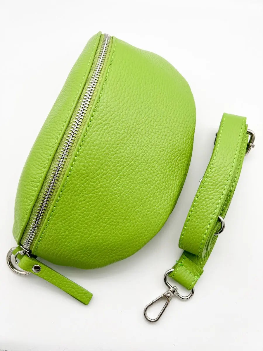 Tasche apfelgrün mit Gurt Zickzack