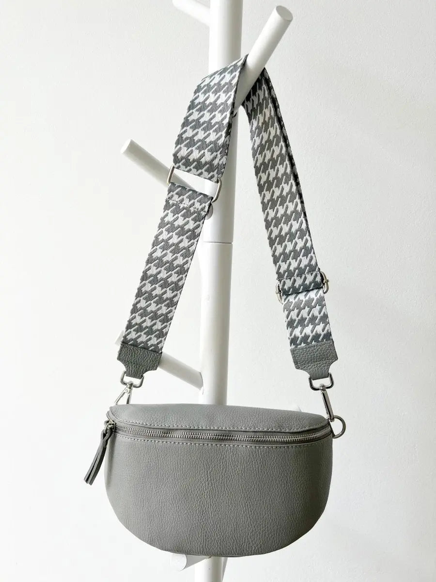 Crossbody Bag grau mit Gurt grau kariert