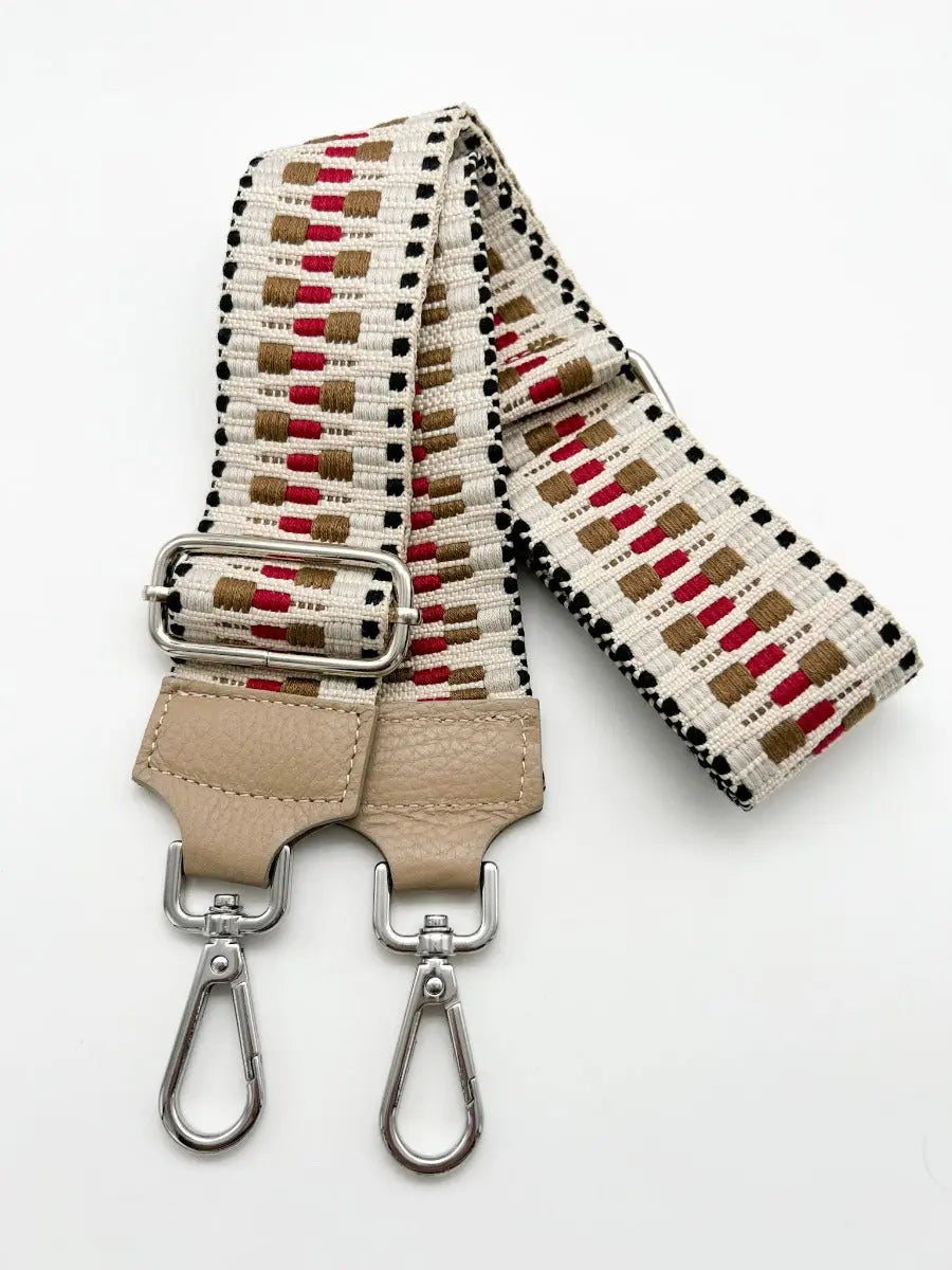 Crossbody BAg beige mit gurt beige rot schwarz