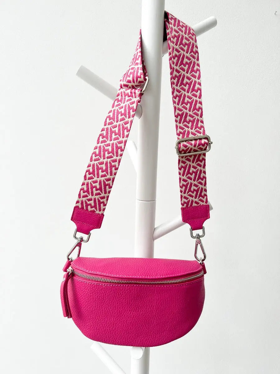Crossbody bag pink mit Gurt zacken pink