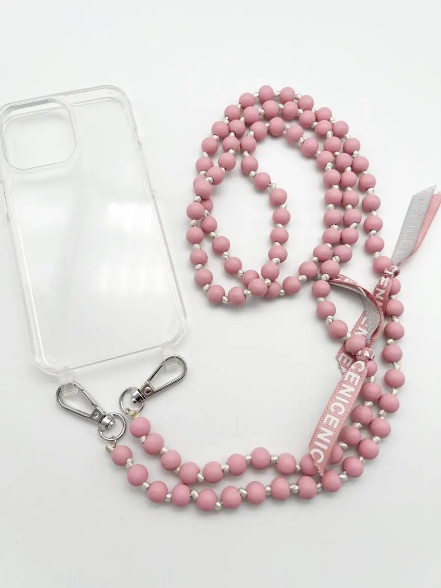 Handykette aus Holzperlen rosa