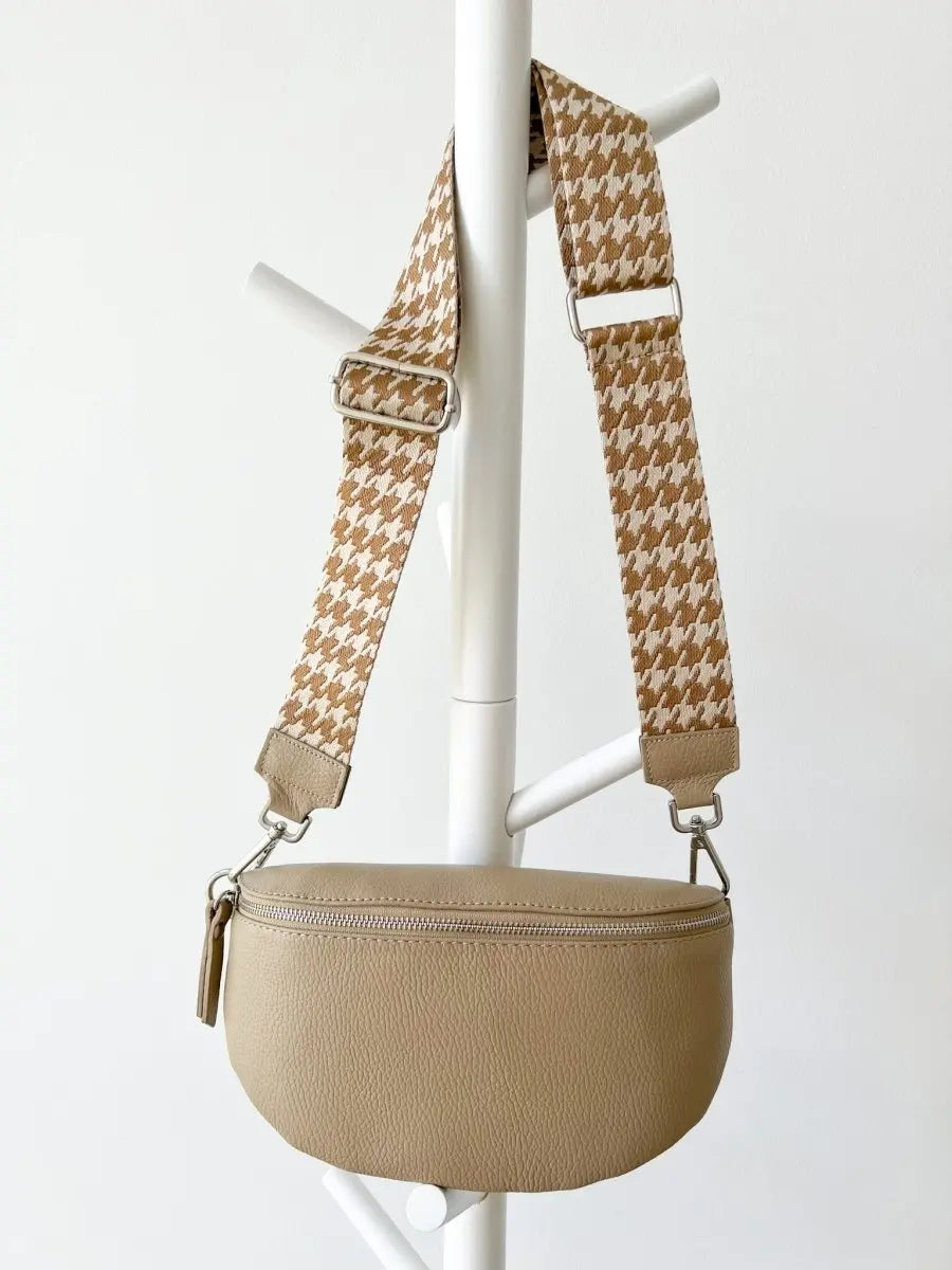 Gurt kariert beige mit Tasche