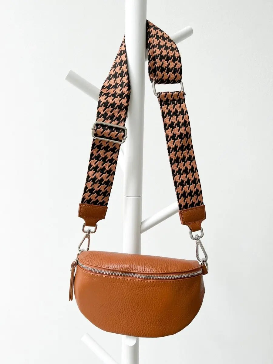 Gurt schwarz braun kartiert mit crossbody bag