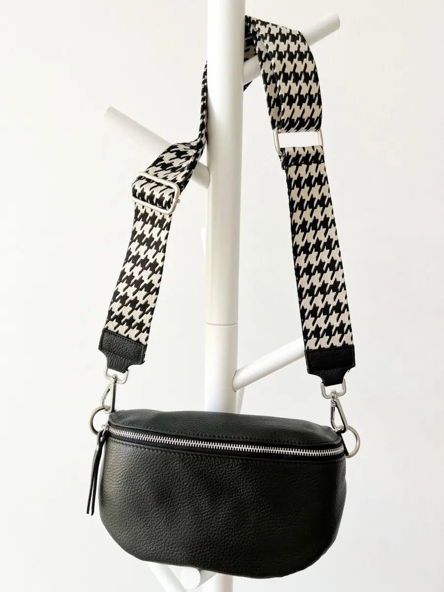 Gurt schwarz kariert mit crossbody bag