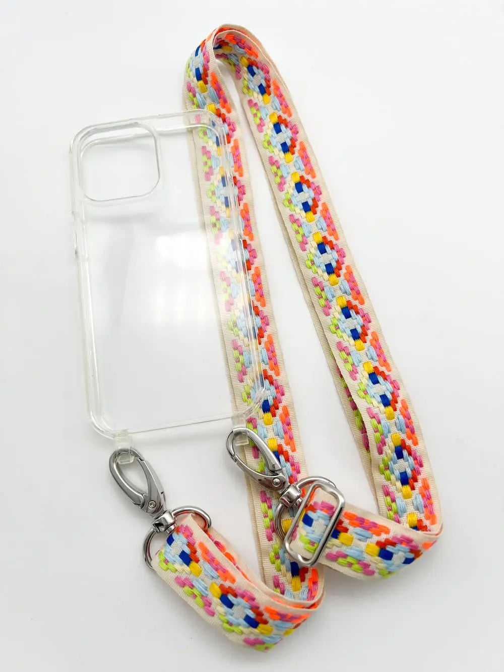Handykette mit Blumenmuster in neon