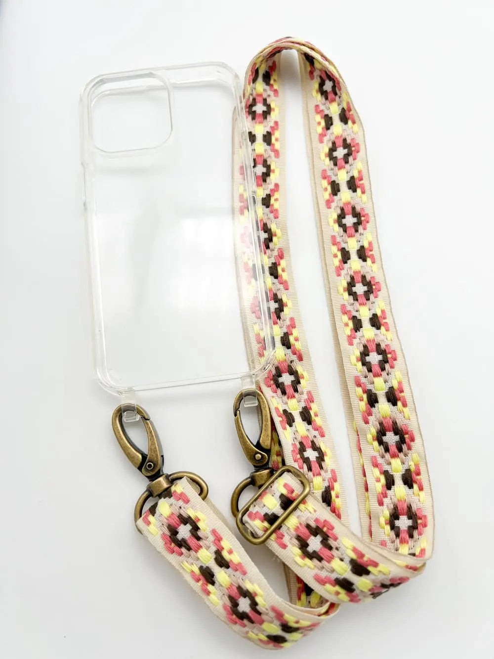 Handykette mit Blumenmuster in rosa