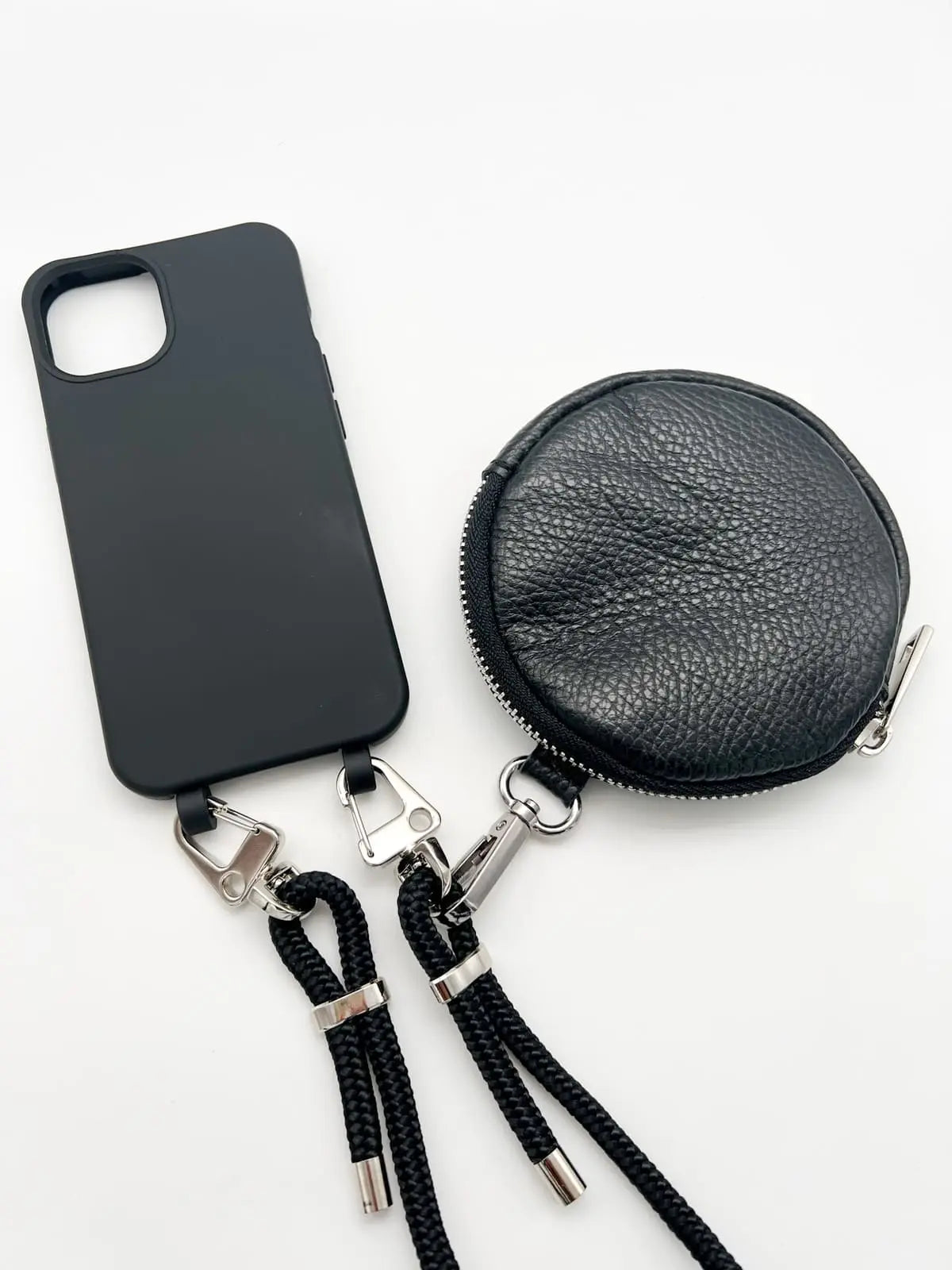 Mini Bag rund anhänger schwarz