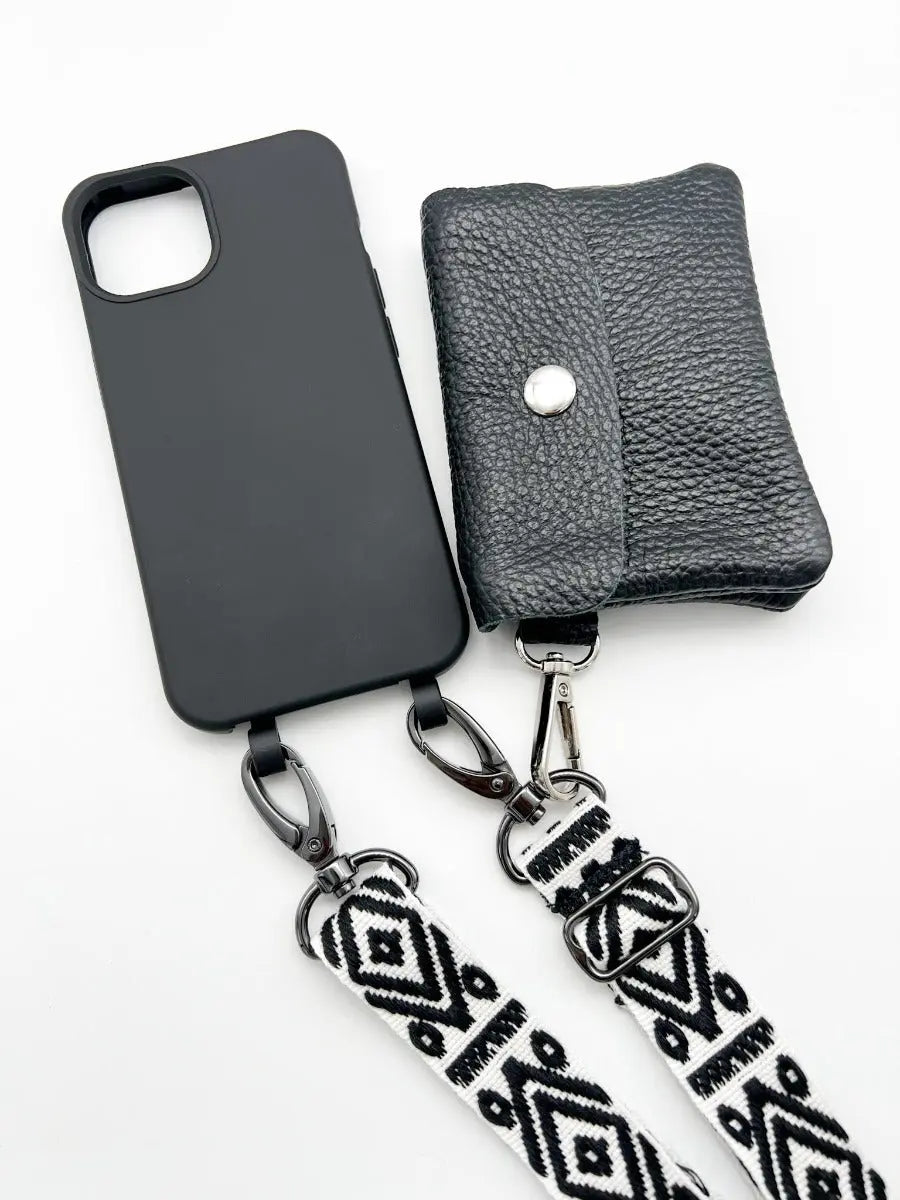 Mini bag aus leder eckig schwarz