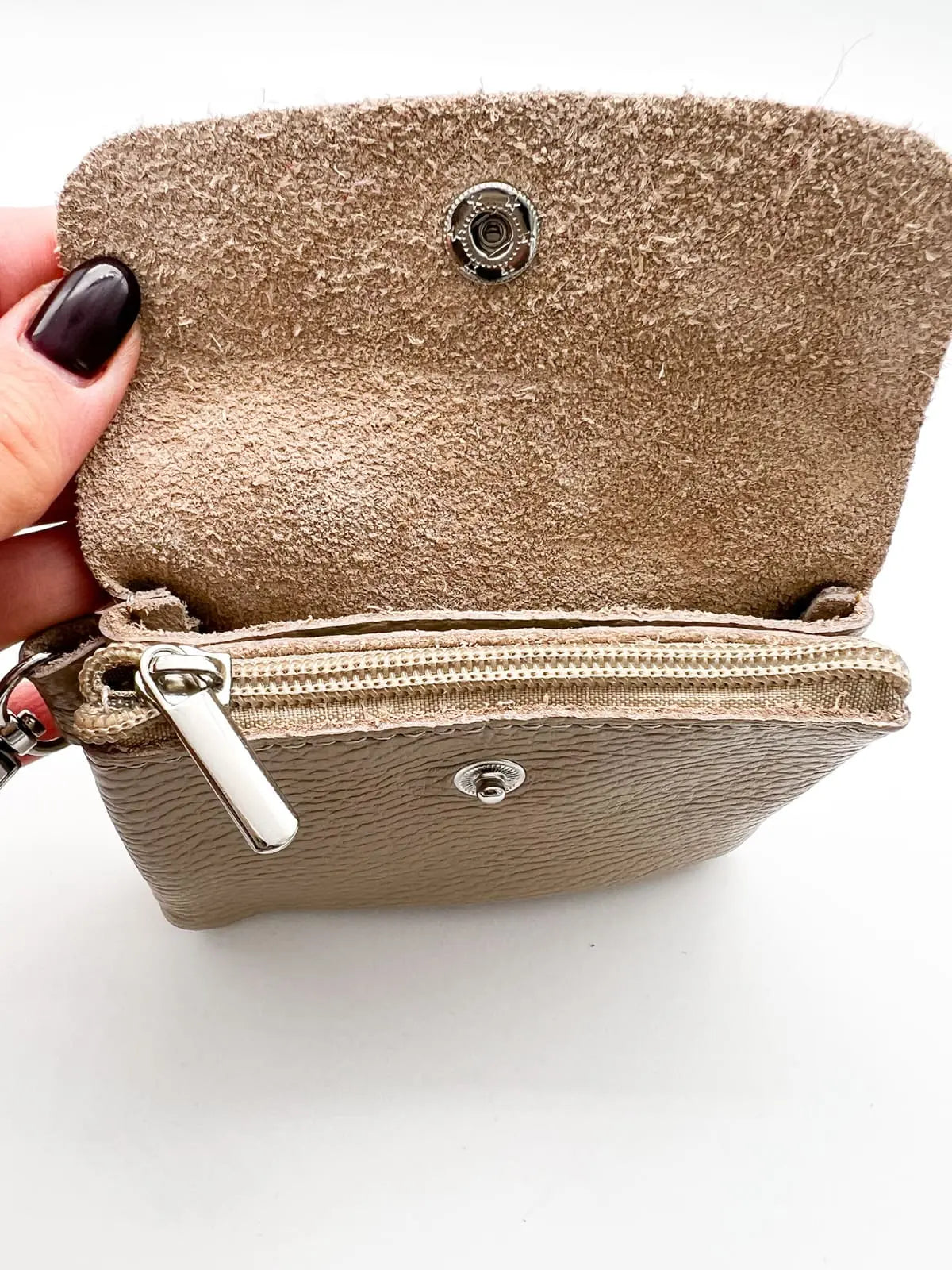 Mini bag eckig aus leder creme
