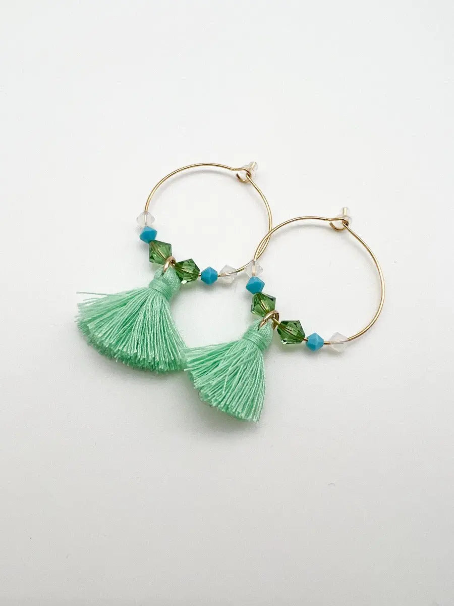 Ohrringe gold mit Quasten mint
