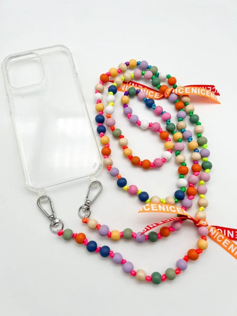 Set Handykette IBIZA bunt mit Hülle AIR transparent