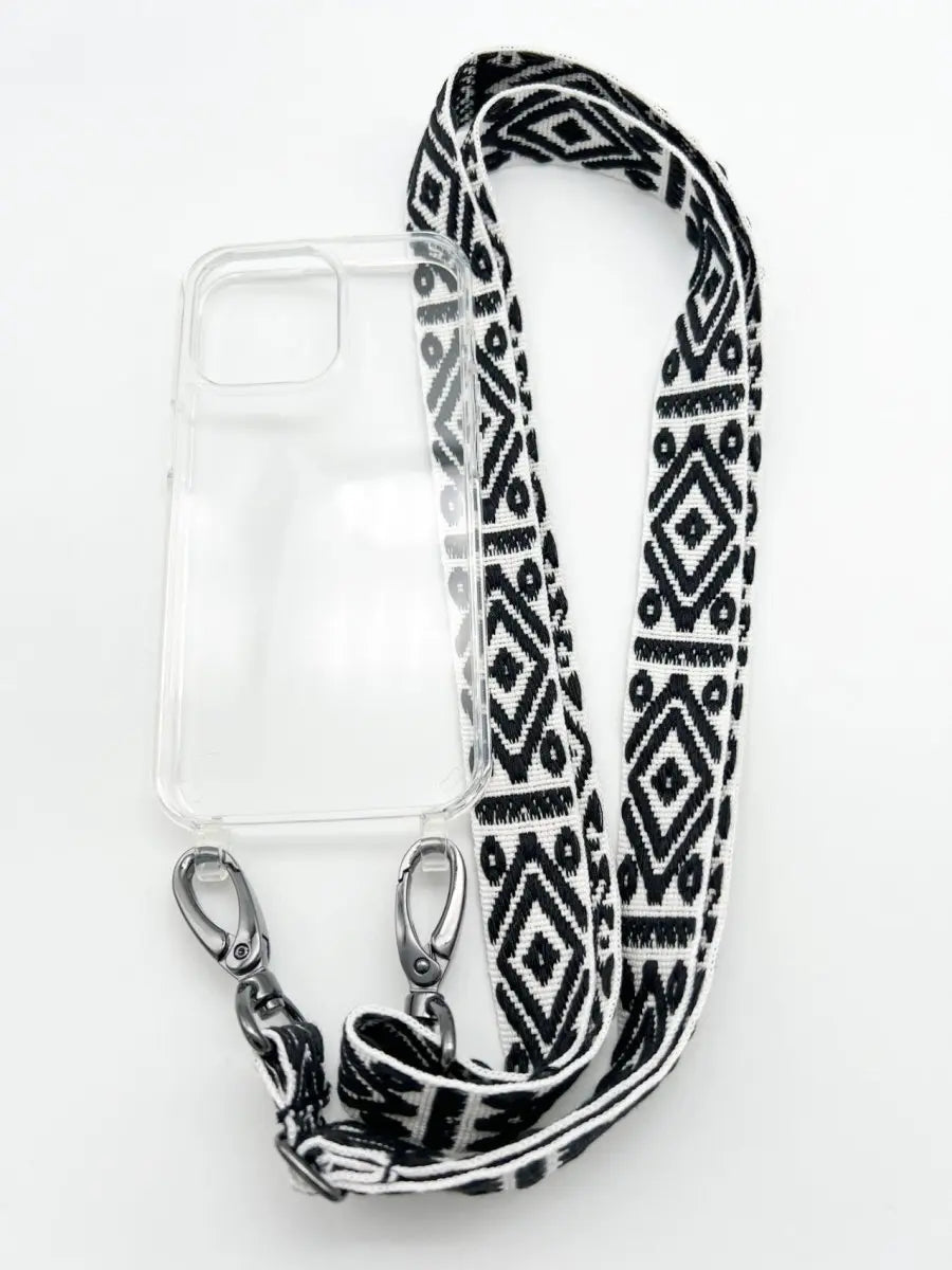 Set Handykette MAYA BLACK AND WHITE mit Hülle AIR transparent