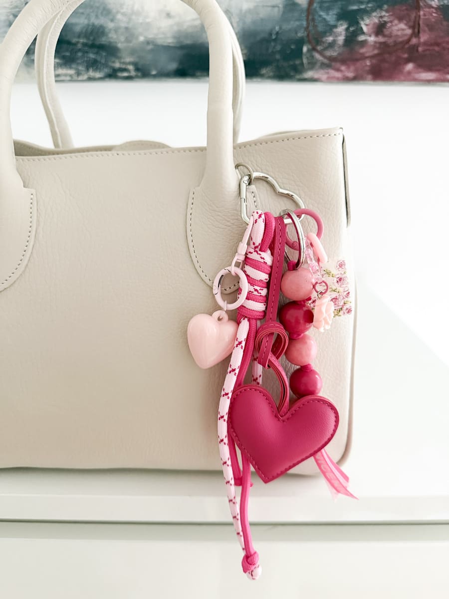 Taschenanhänger PINK ROSES HEART