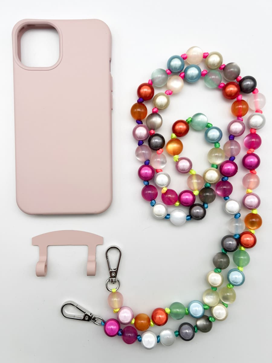 Set Handykette MIRACLE RAINBOW PASTELL mit Hülle CANDY für iPhone