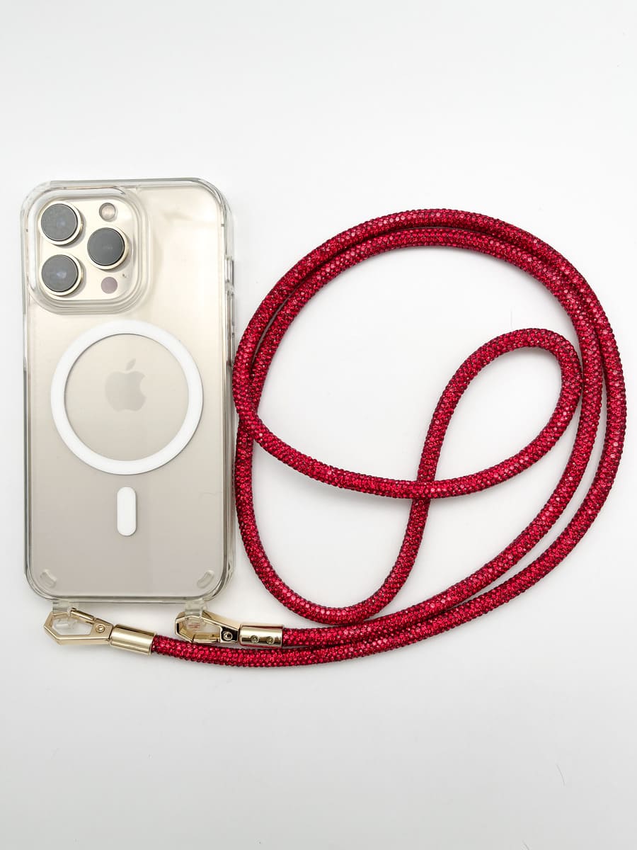 Handyband SHINY CRYSTAL red mit durchsichtiger Hülle