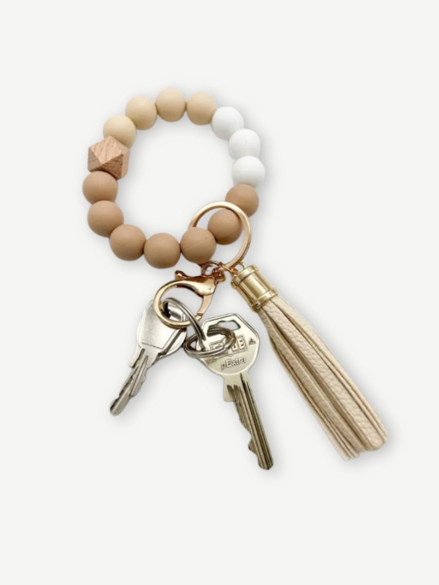 Schlüsselanhänger Handgelenk beige
