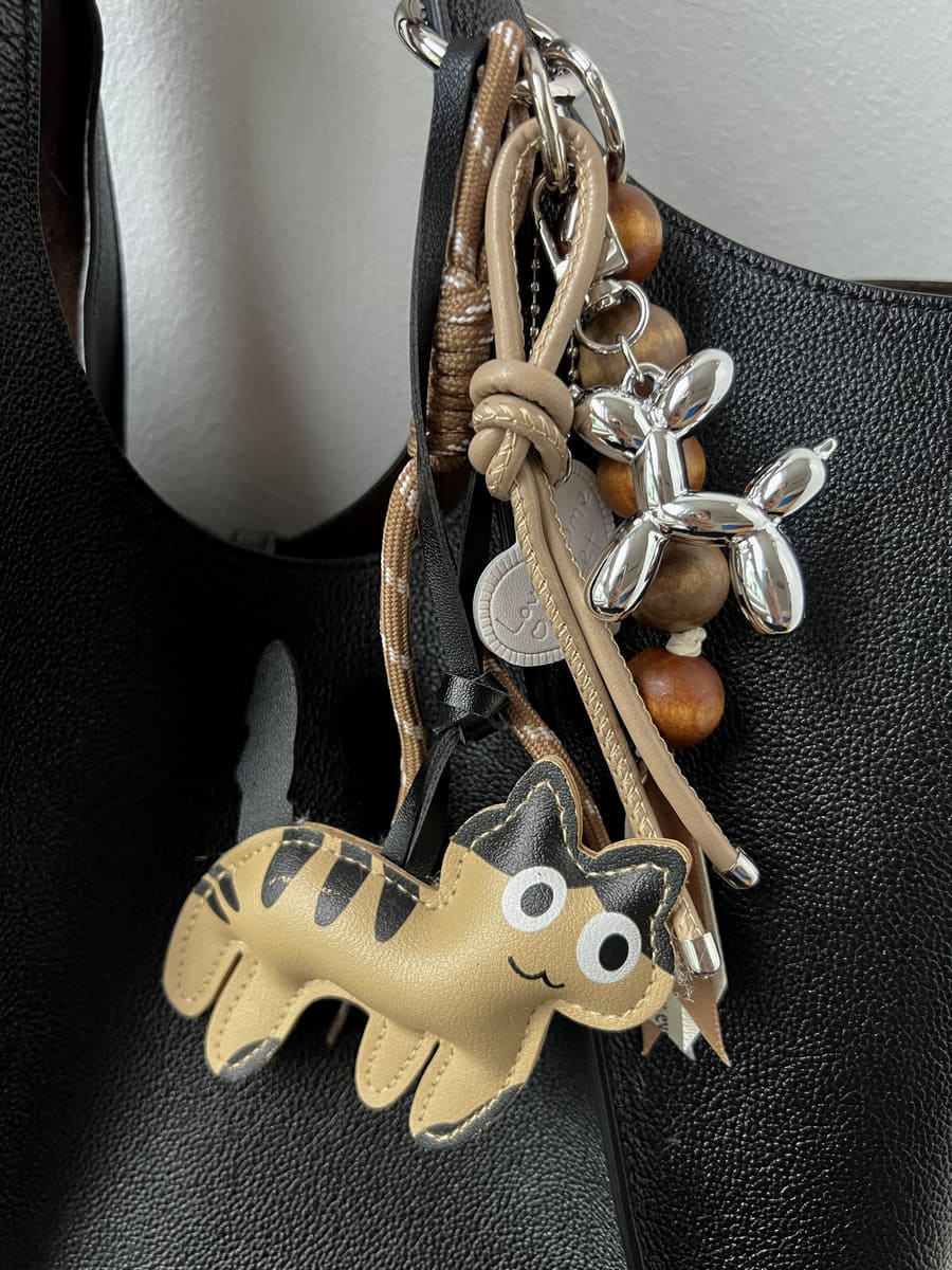 Taschenanhänger CAT AND DOG BEIGE