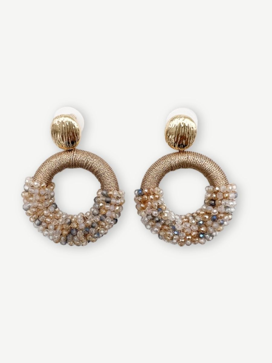 Ohrringe PARIS PEARLS ROUND BEIGE BLUE