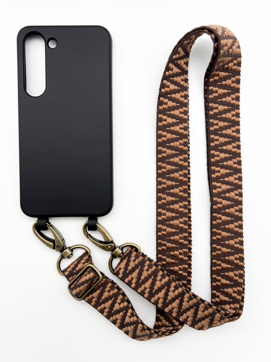 Set Handykette STRIPES COFFEE mit Hülle COAL für Samsung