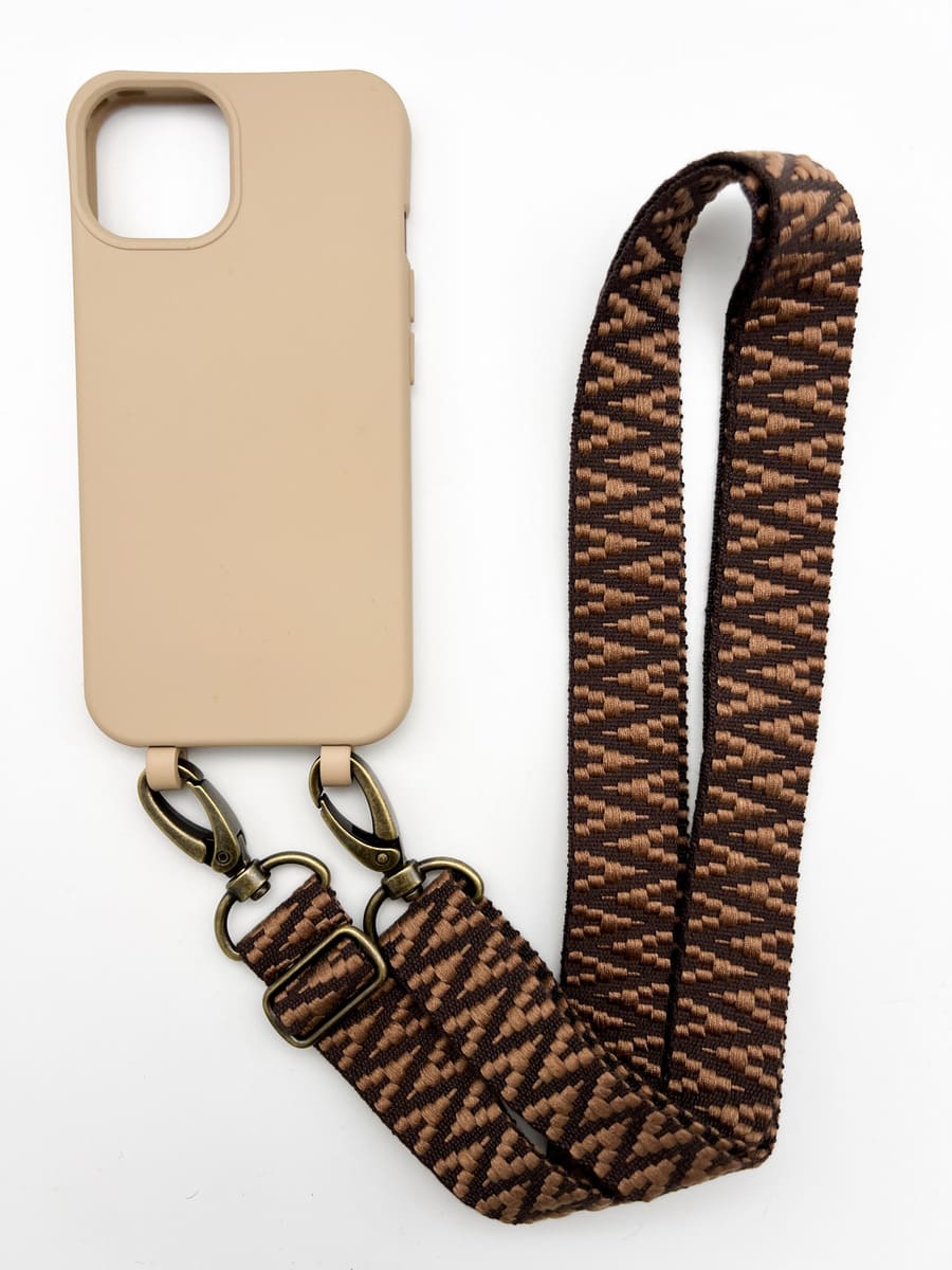 Set Handykette STRIPES COFFEE mit Hülle TOFFEE für iPhone