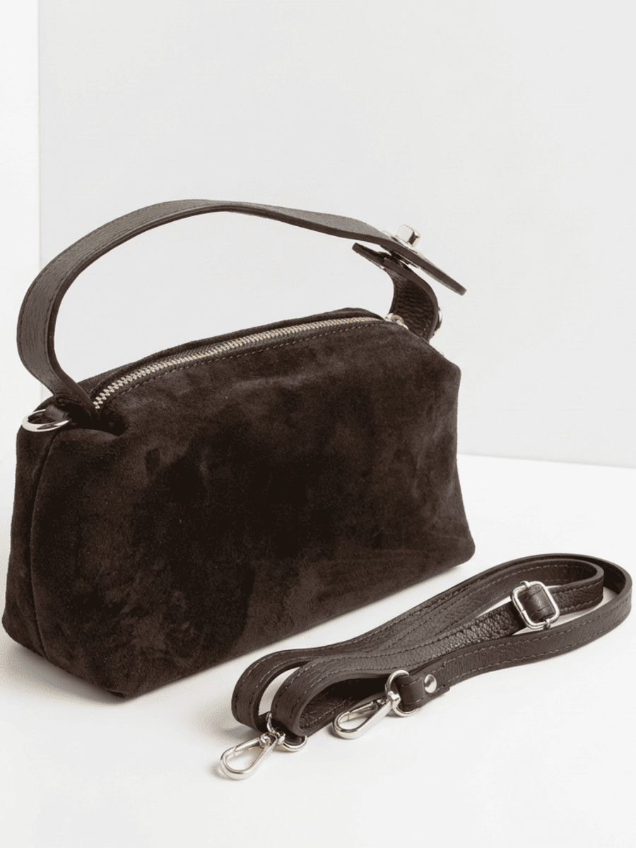 Boston Dark Brown Crossbodybag aus Wildleder