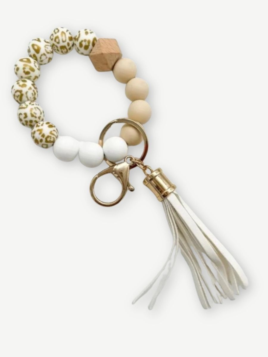 Schlüsselanhänger Handgelenk beige leo