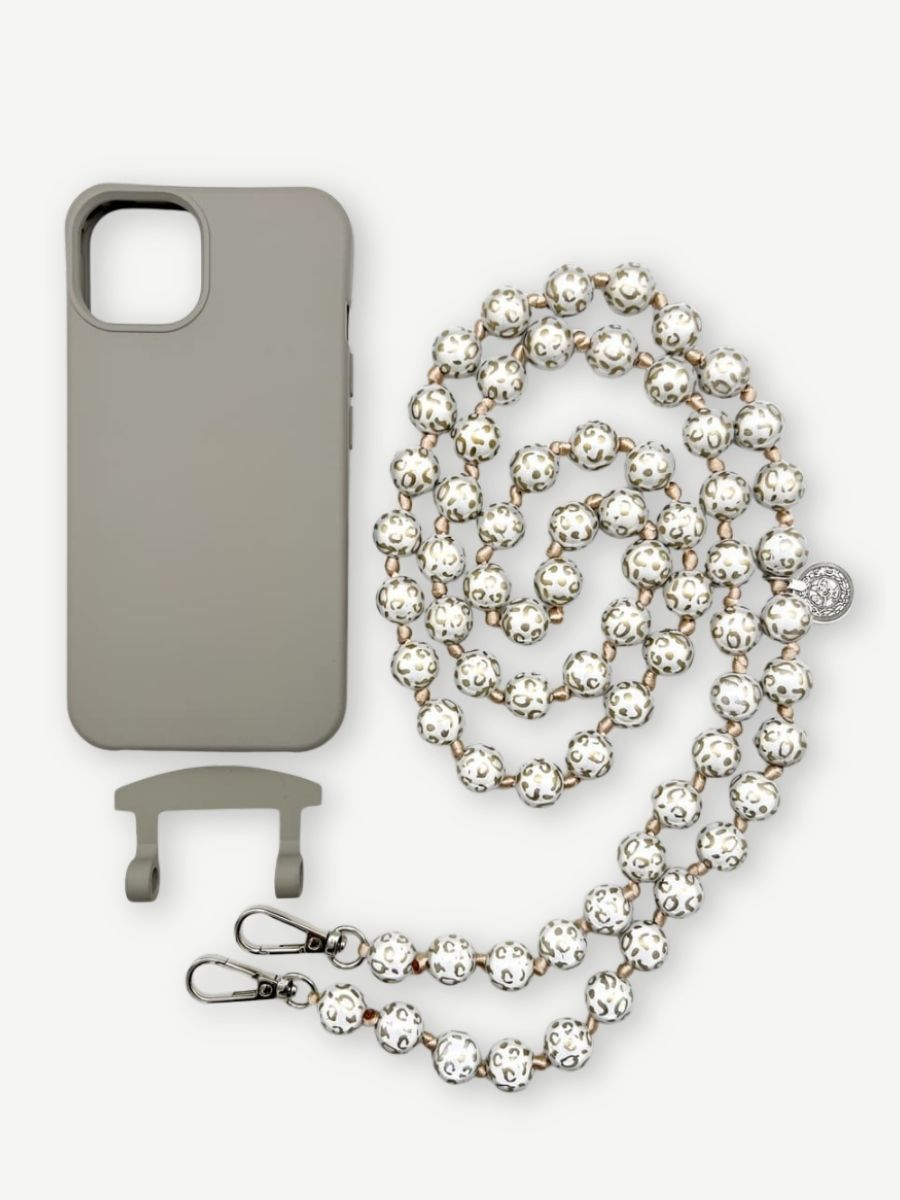 Crossbodykette MIRACLE LEO GOLD aus Miracle Perlen und grauer Hülle