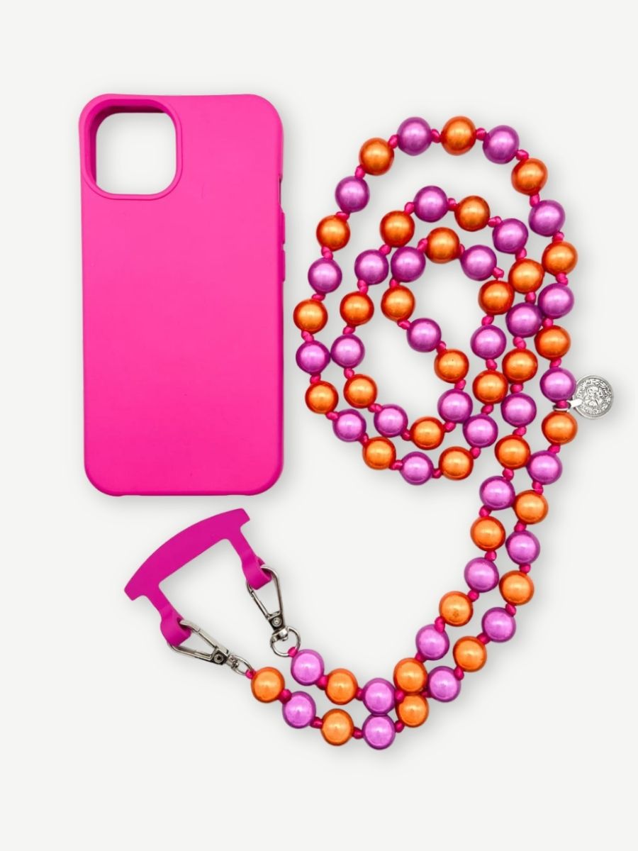 Crossbodykette MIRACLE PINK ORANGE mit hülle pink phone