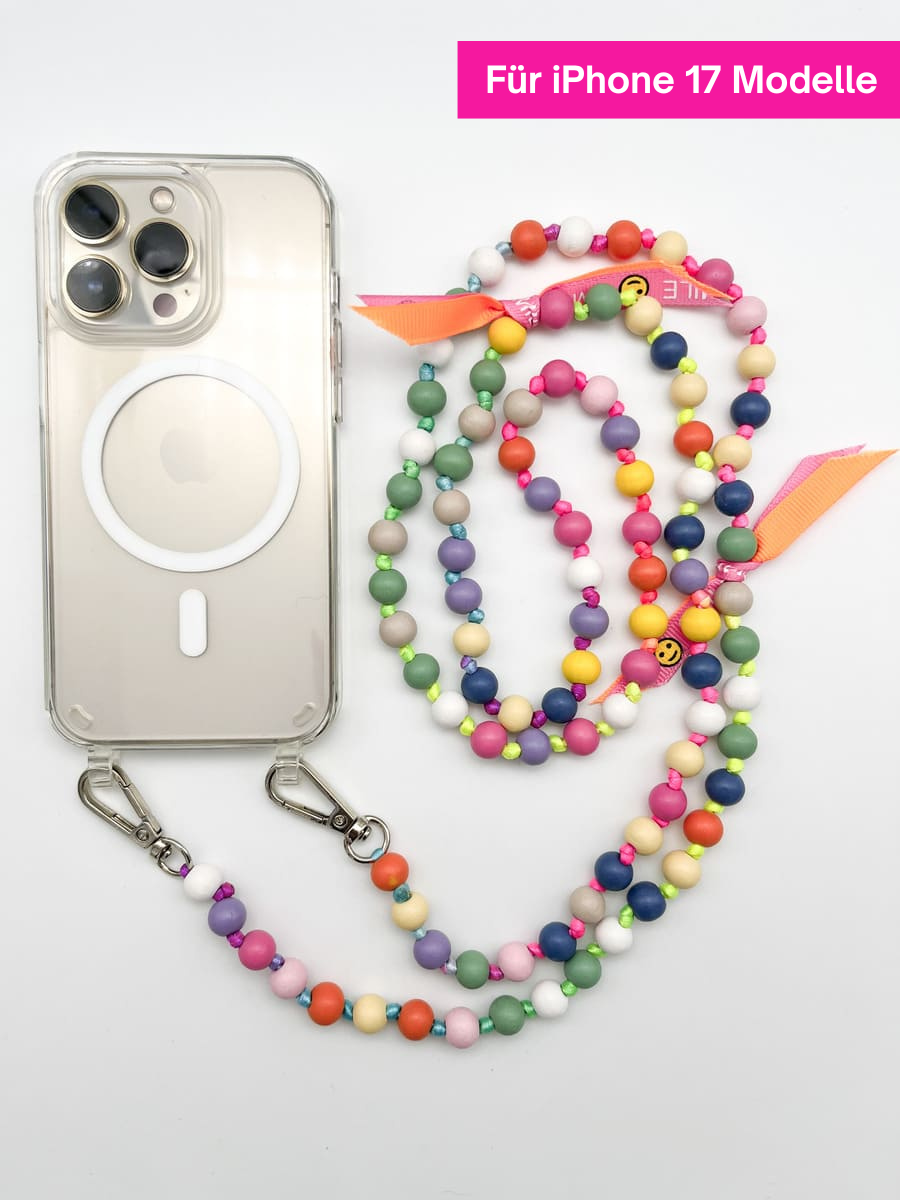 Set Handykette IBIZA bunt mit Hülle AIR transparent