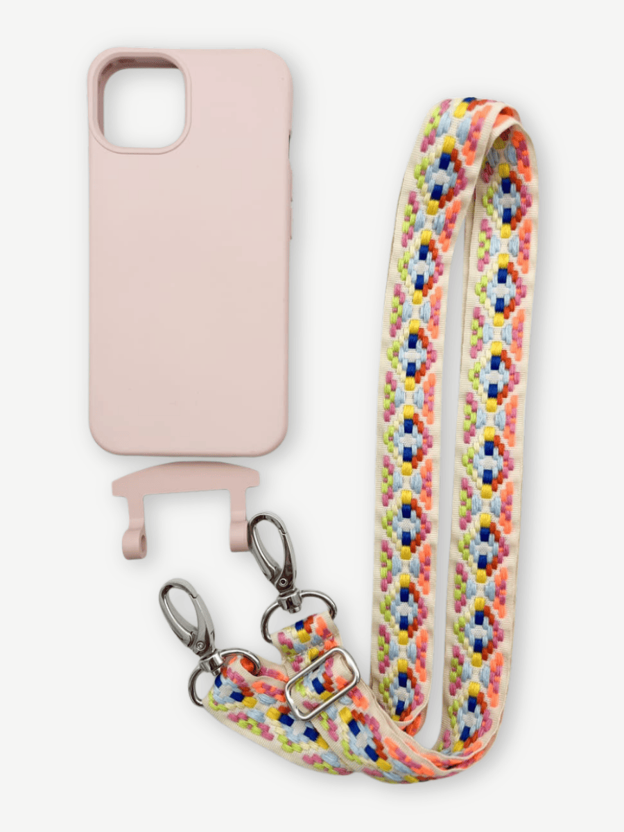 Handykette FLEUR NEON Set mit hülle rosa iphone