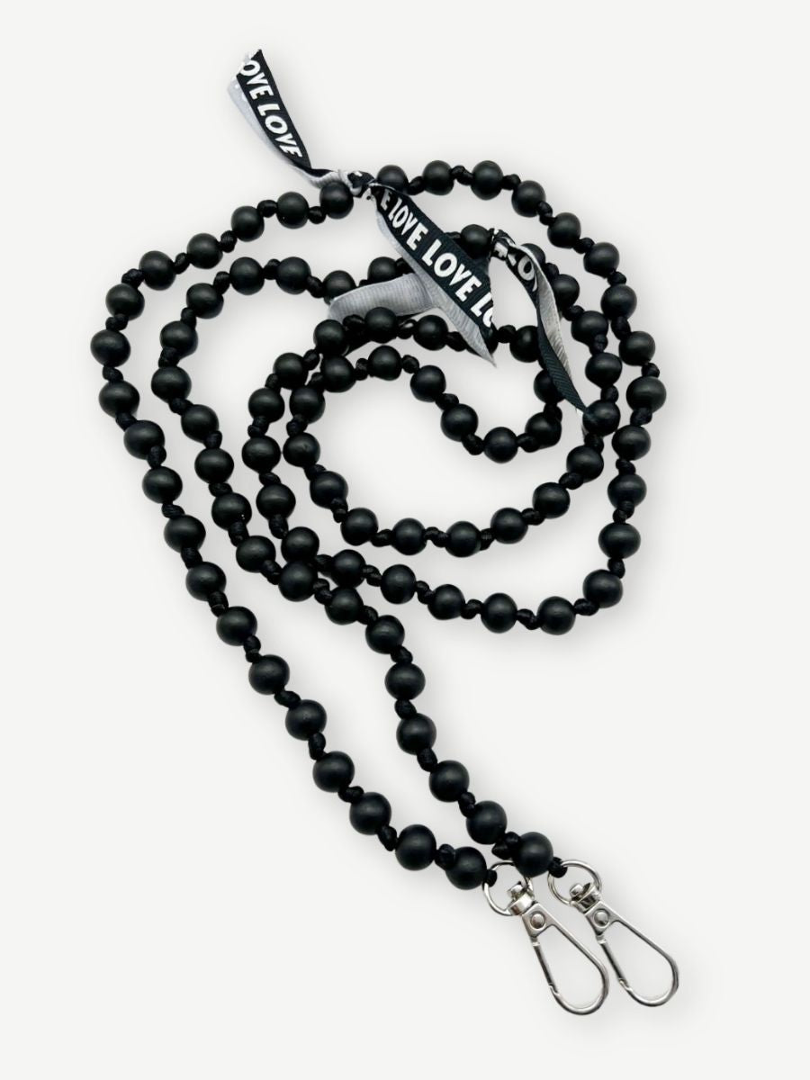 Handykette Ibiza black aus Holzhperlen schwarz