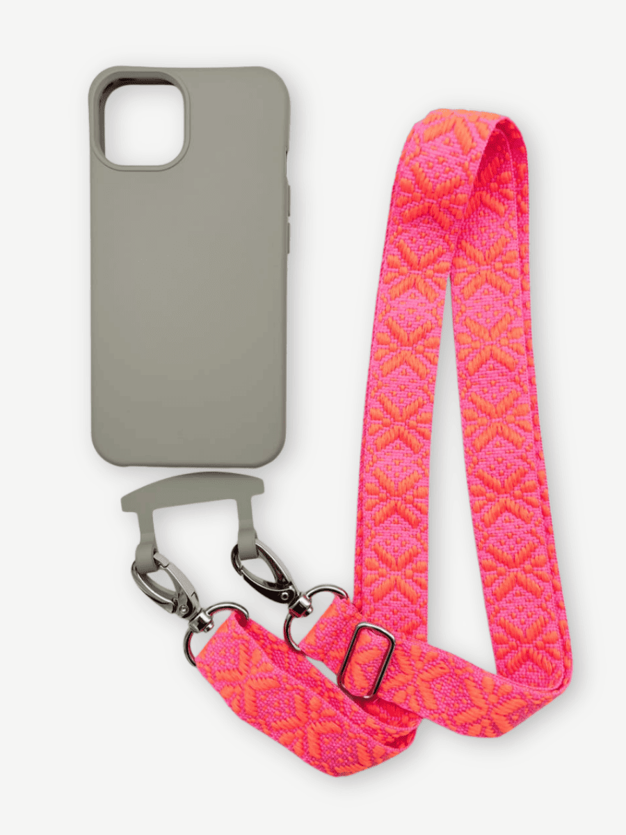 Handykette MAYA PINK ORANGE Set mit iphone hülle grau