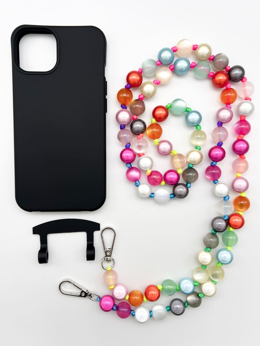 Handykette MIRACLE RAINBOW PASTELL mit Hülle COAL für iPhone