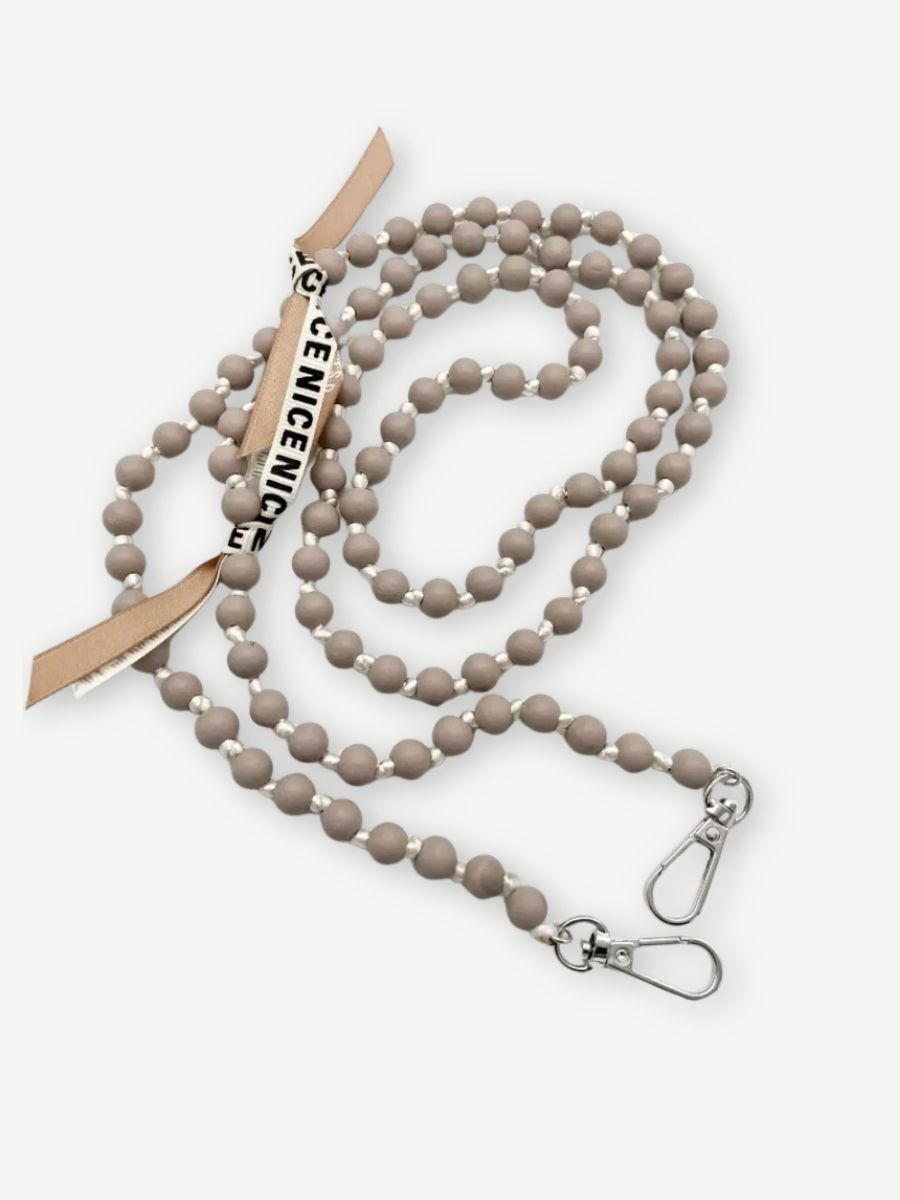 Handykette aus Holzperlen beige
