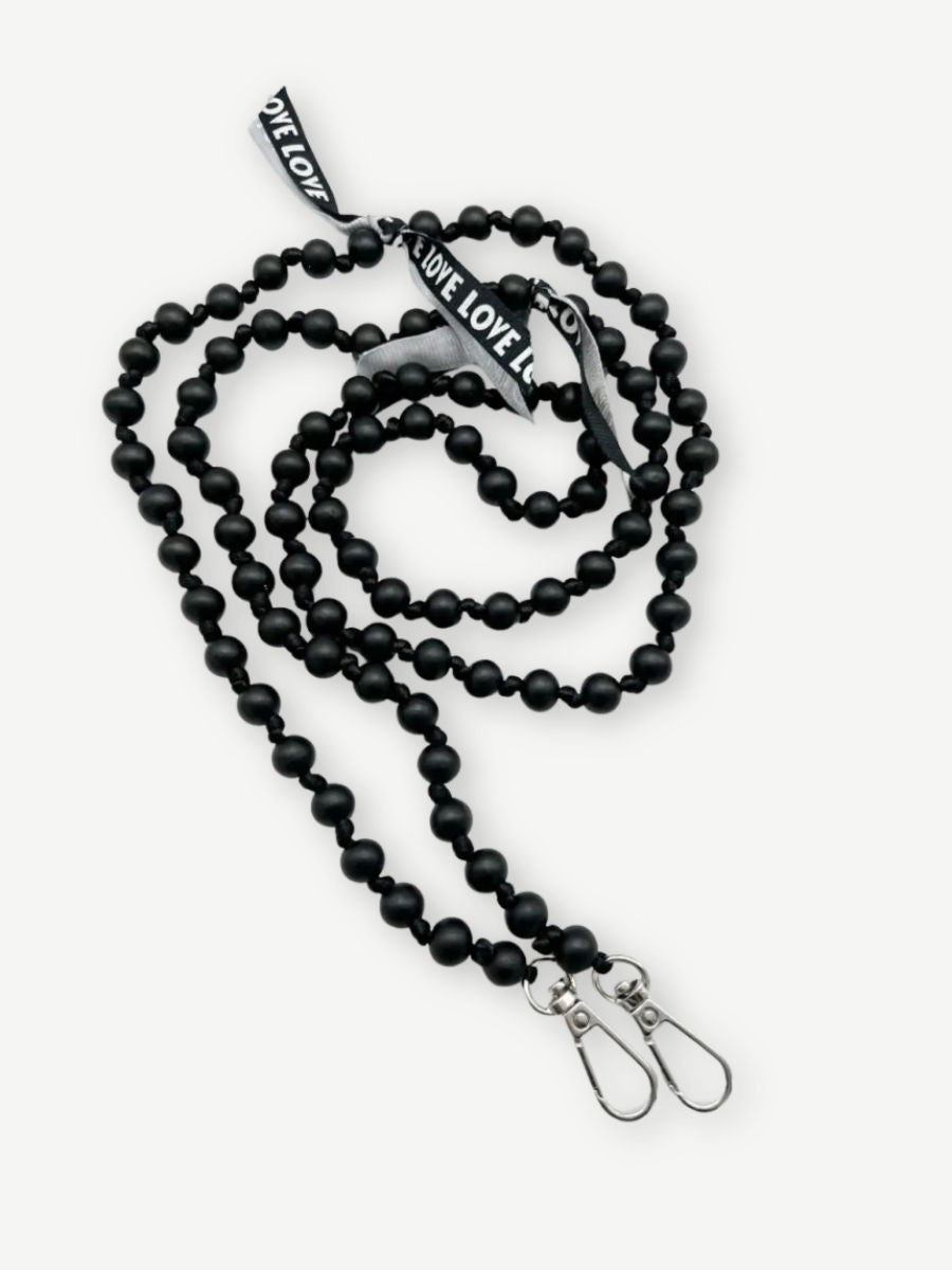 Handykette aus Holzperlen schwarz