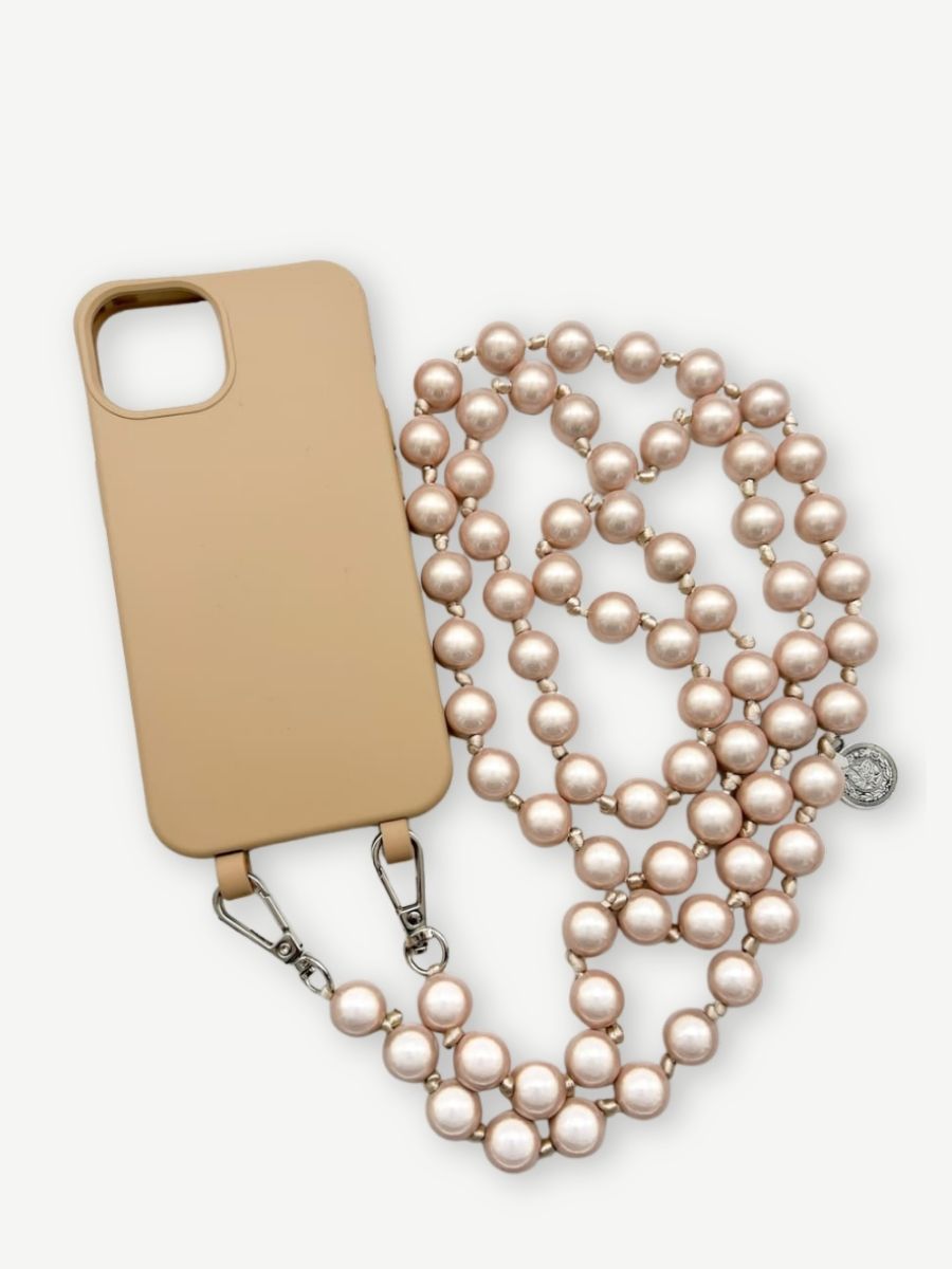 Handykette aus Magic Pearls beige Hülle Toffee iphone