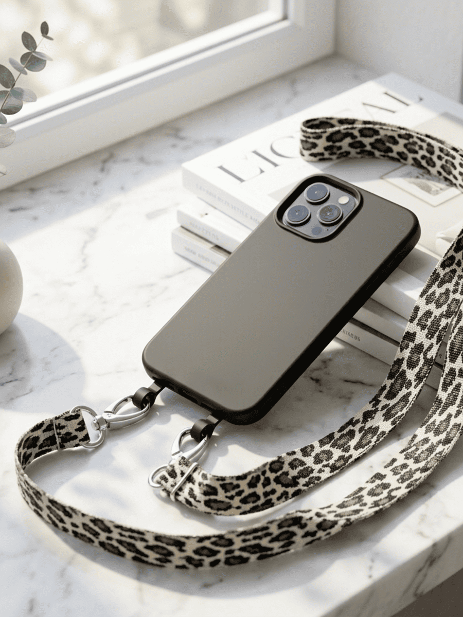 Handykette leo mit iphone hülle schwarz