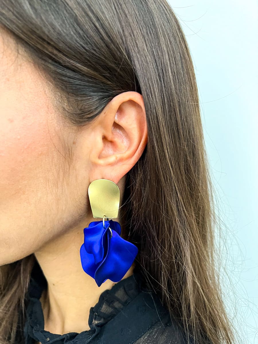 Ohrringe Blütenblätter blau gold
