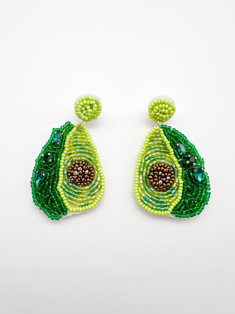 Ohrringe bunt mit Perlen und Avocado Form