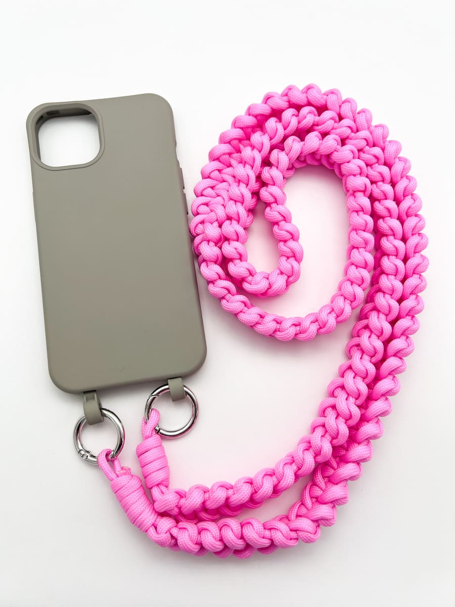Handyband neon pink geflochten Makramee