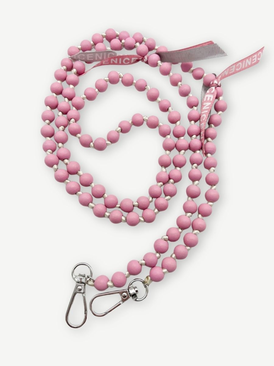 Handykette aus Holzperlen in rosa