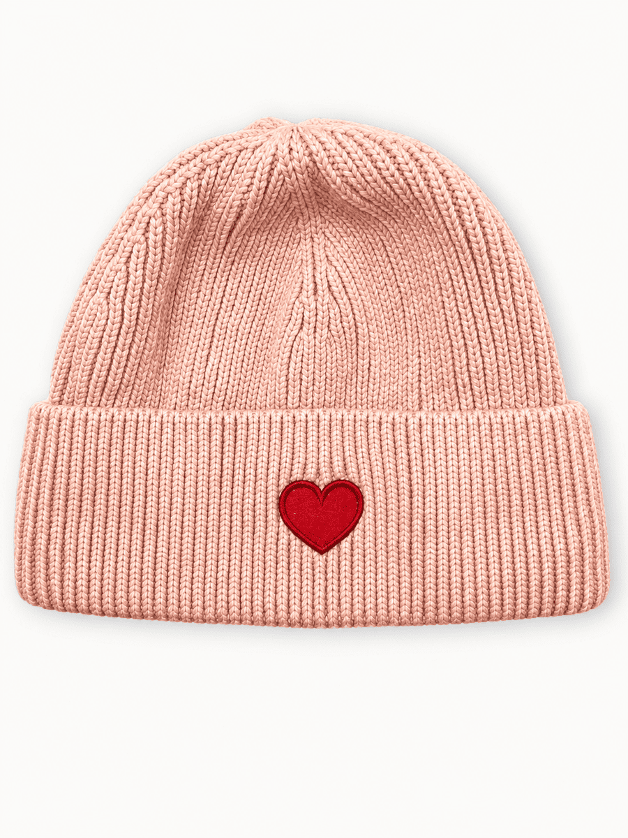 Mütze mit Herz Stickerei rosa