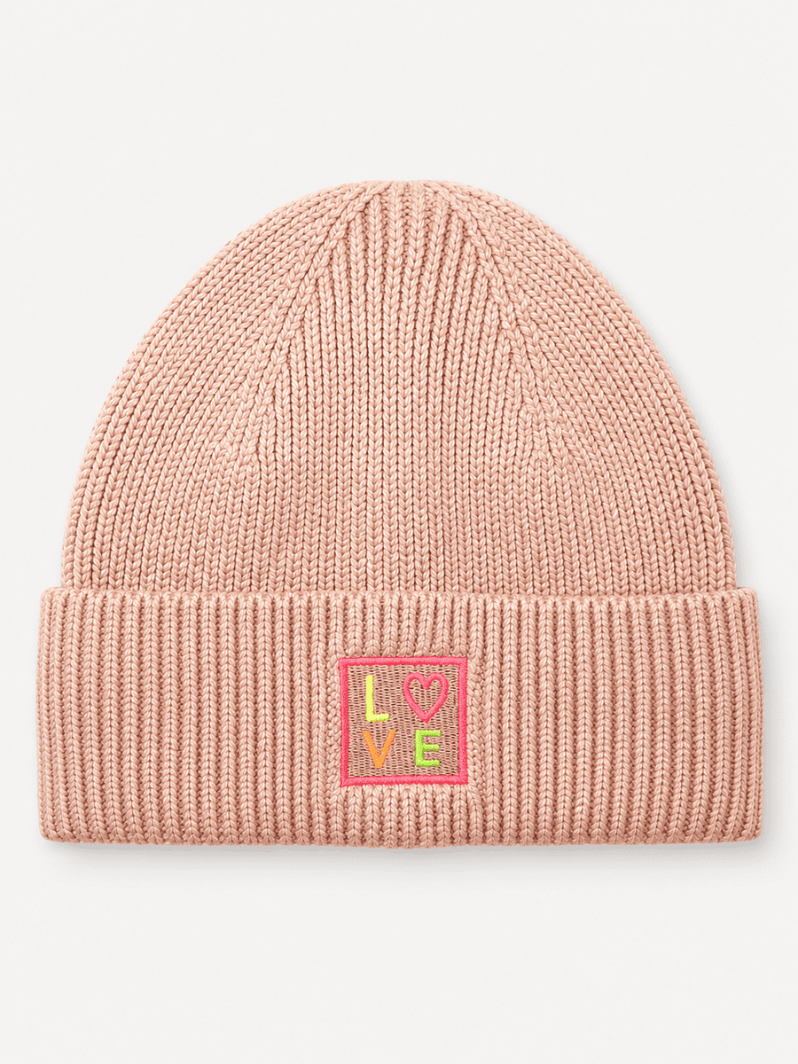 Mütze mit Stickerei LOVE rosa