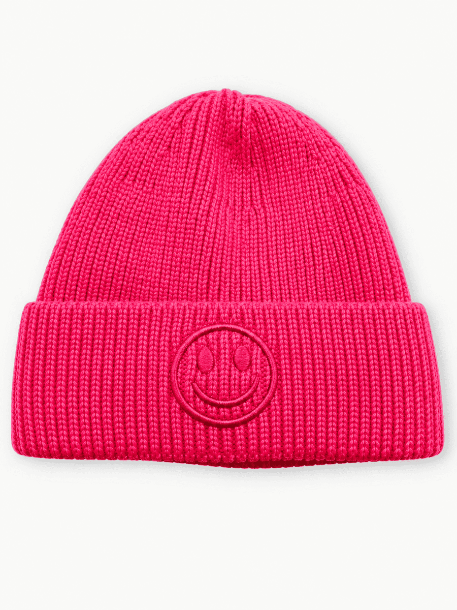 Mütze mit Smiley Stickerei pink