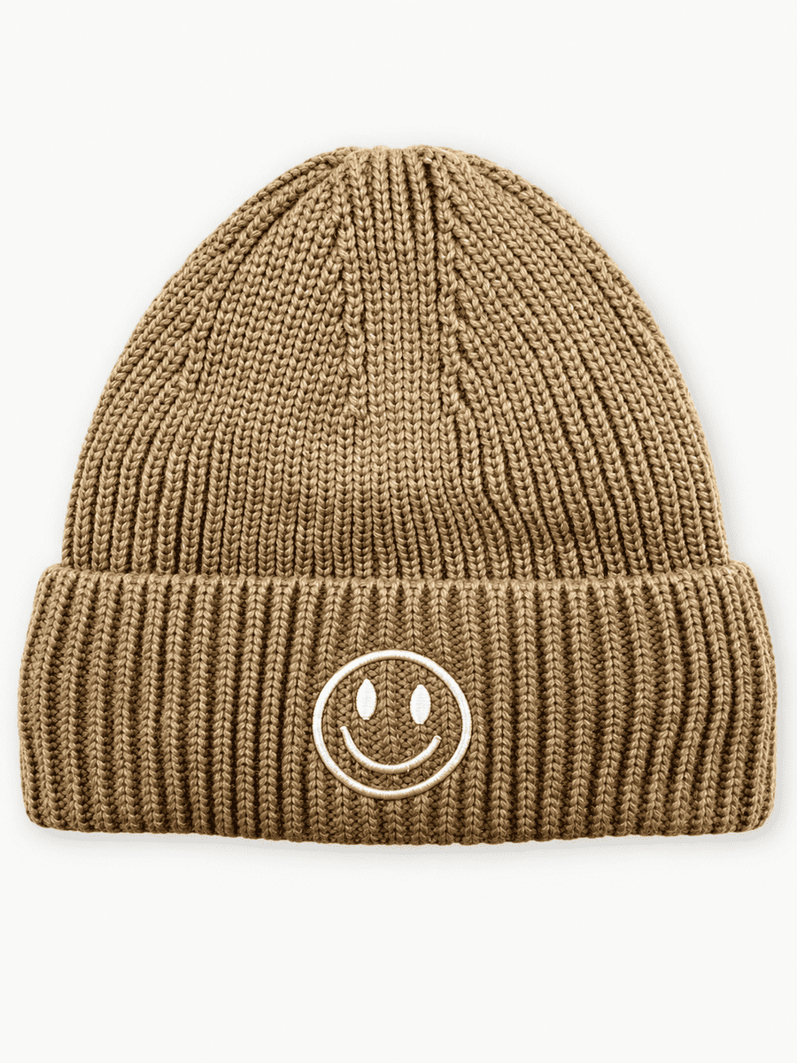 Mütze mit Smiley Stickerei braun