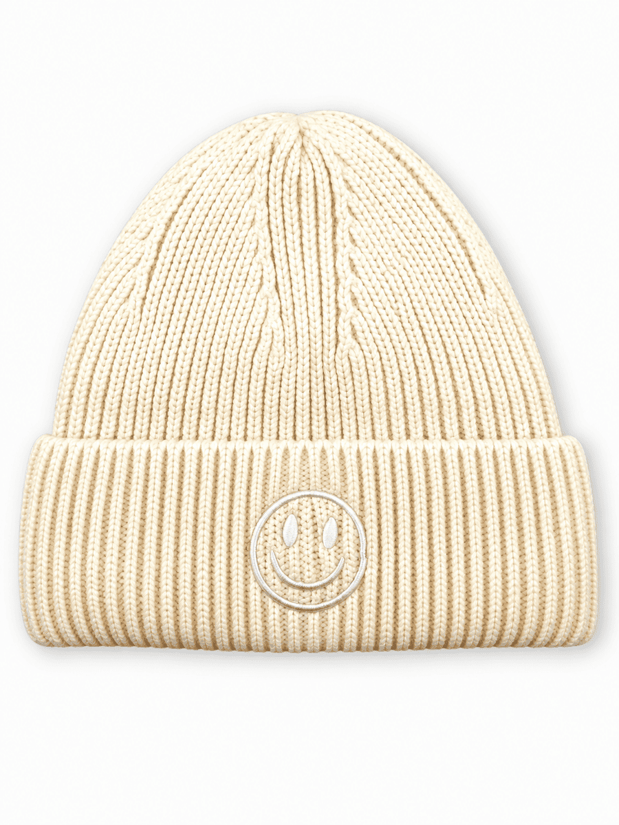 Mütze mit Smiley Stickerei creme
