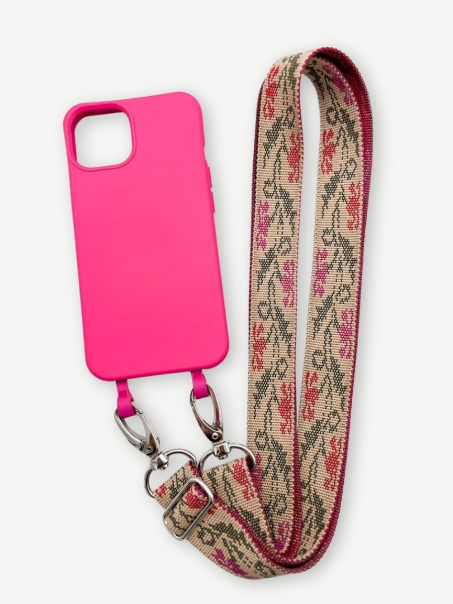 Set Handykette ALMI mit Hülle HOT PINK für iPhone