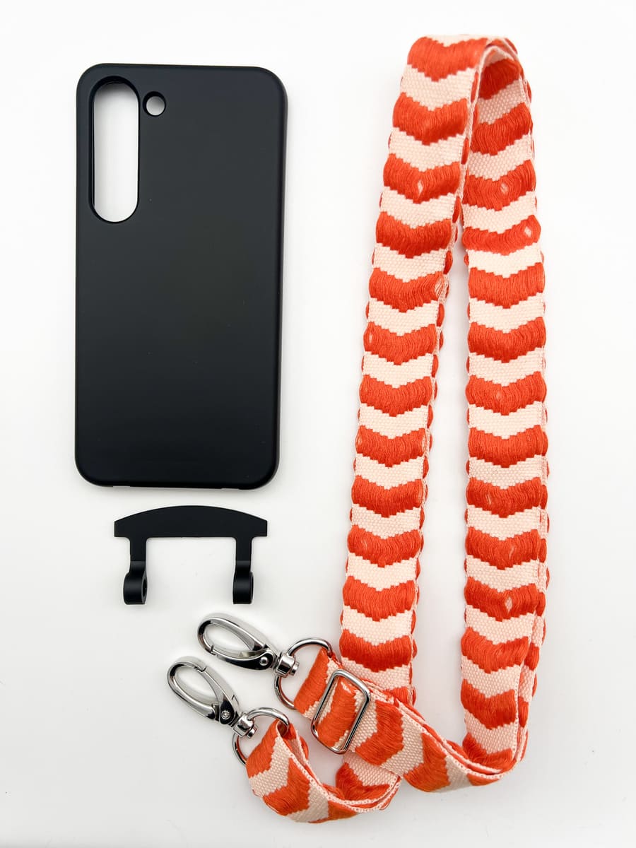 Set Handykette ARROW ORANGE mit Hülle COAL für Samsung